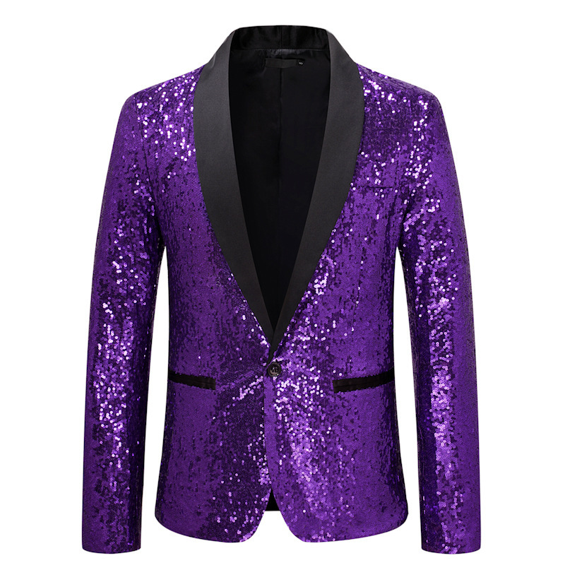 الصورة المصغرة: Fashion Men Luxurious Sequin Suit Jacket Green / Silver Men's Bar KTV Stage Dres