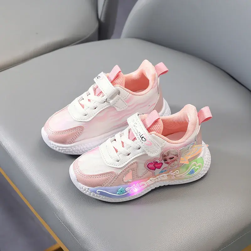 الصورة المصغرة: Disney LED Casual Sneakers Pink Purple For Summer Girls Frozen Elsa Princess Pri