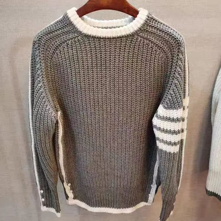 الصورة المصغرة: Trendy Hong Kong Style Round Neck Sweater Cardigan Knit Jacket Casual Versatile 