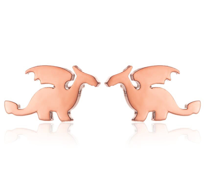 الصورة المصغرة: Cartoon Animal Design Dinosaur Stud Earrings for Girls Daily Jewelry Funny Tyran