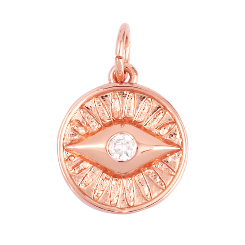 Thumbnail: Evil Eye Charm Pendant,18K Real Gold Plated Cubic Zirconia CZ Paved Religours,Je