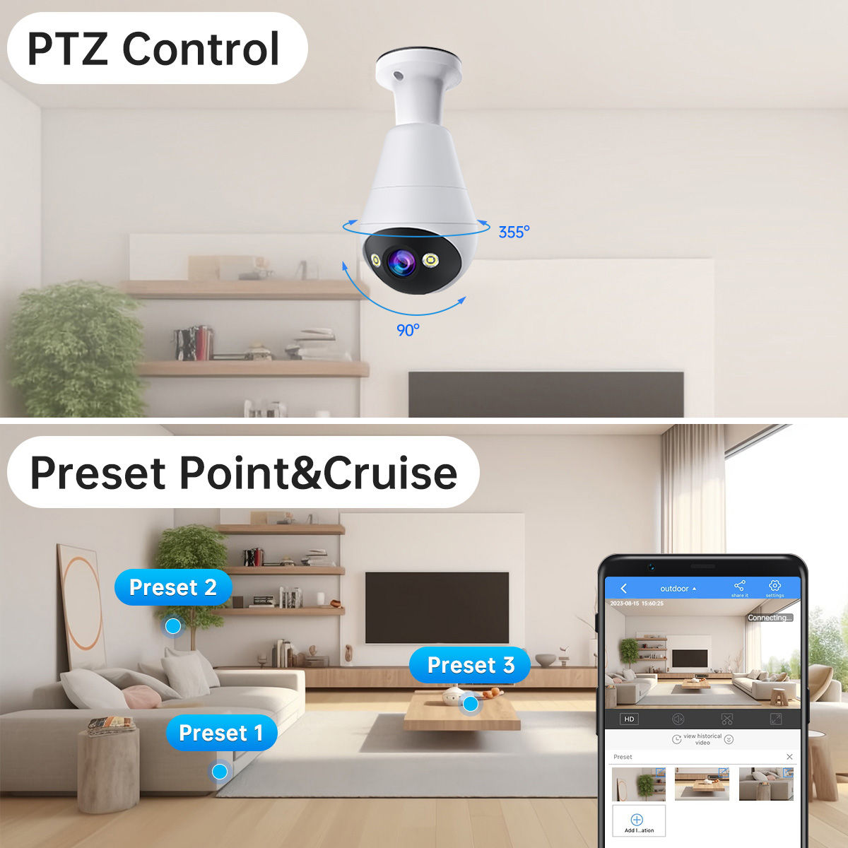 Jooan 2K 3MP E27 Bulb Camera WiFi Indoor Video Surveillance Home Security Monito
