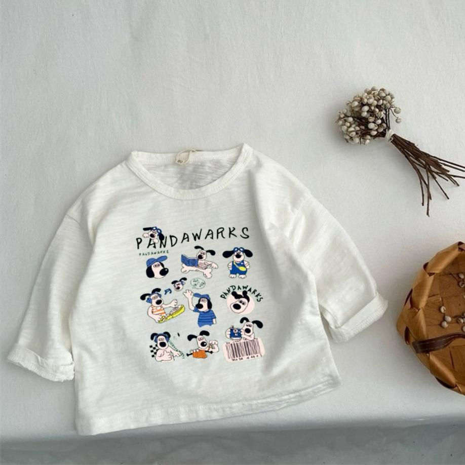 الصورة المصغرة: 1-7 Year Old Kids Clothing Autumn Thin Base Shirts Cartoon Long Sleeved Tshirt C