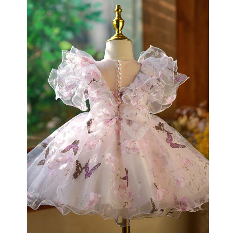 الصورة المصغرة: Children's Princess Evening Gown Fashionable Printed Ruffle Design Wedding Birth