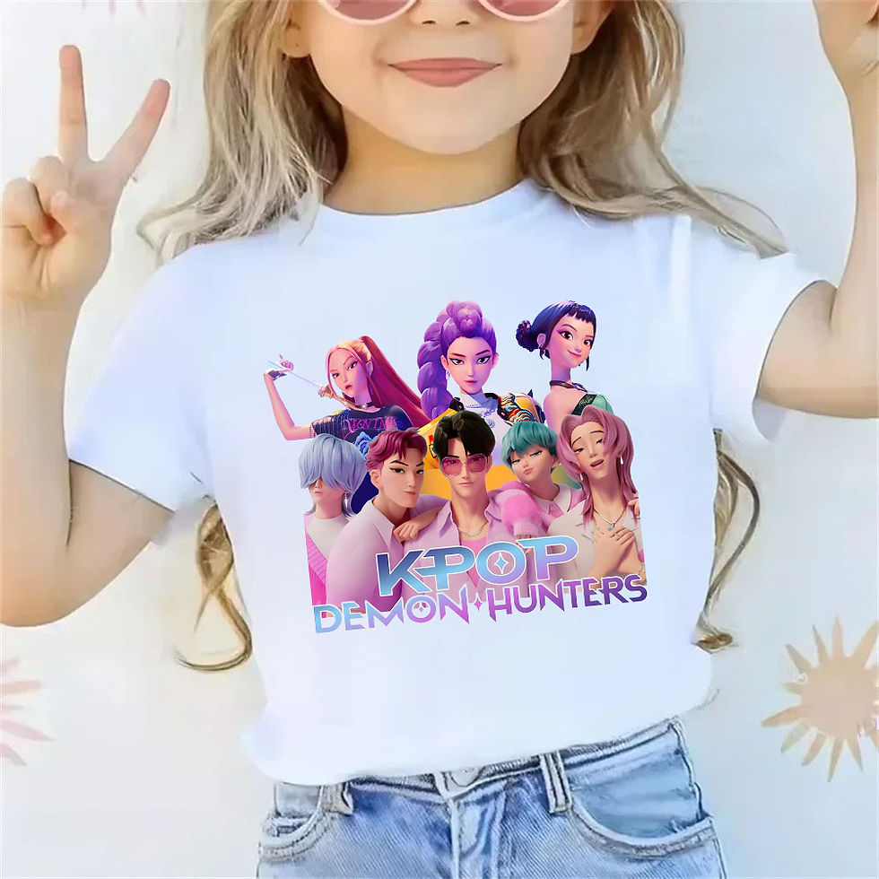 Thumbnail: 2025 new children's cotton Korean Wave demon hunter printed fashion casual round