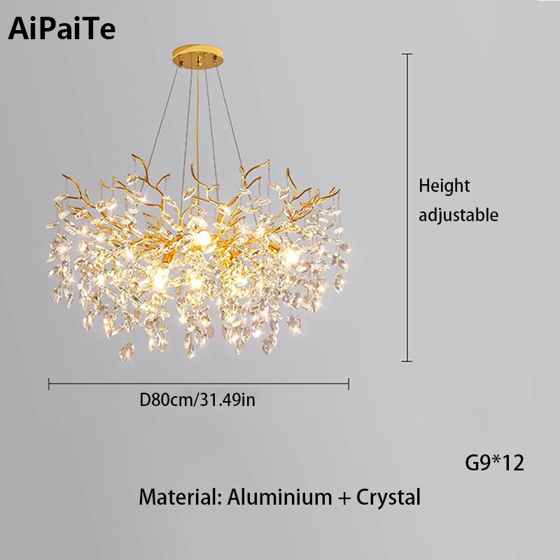 الصورة المصغرة: Special Promotions Modern Gold LED Tree branch crystal tassel adjustable chandel