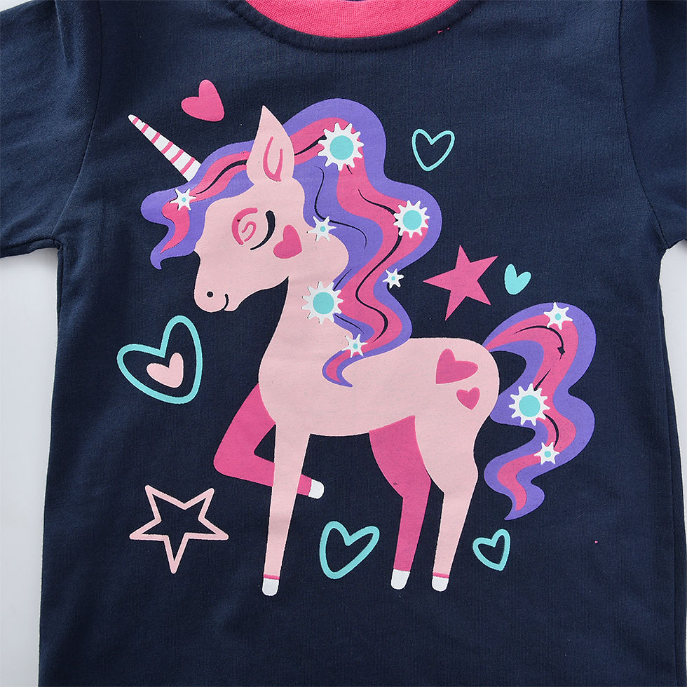 الصورة المصغرة: VIKITA 2Pcs Children Pajamas T-shirts Pants Set Girls Unicorn Cotton Clothes Win