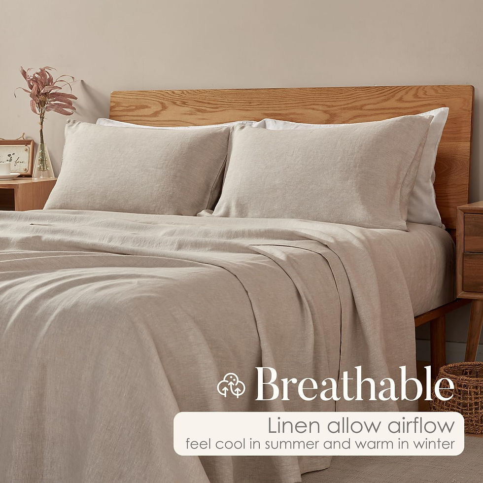 Thumbnail: 100% French Washed Pure Linen Sheets, Breathable and Cooling Bed Sheets, Soft Du