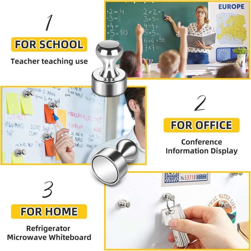 Thumbnail: 10-50Pcs Metal Magnetic Pins Portable Magnetic Thumbtacks for Whiteboard Cone St