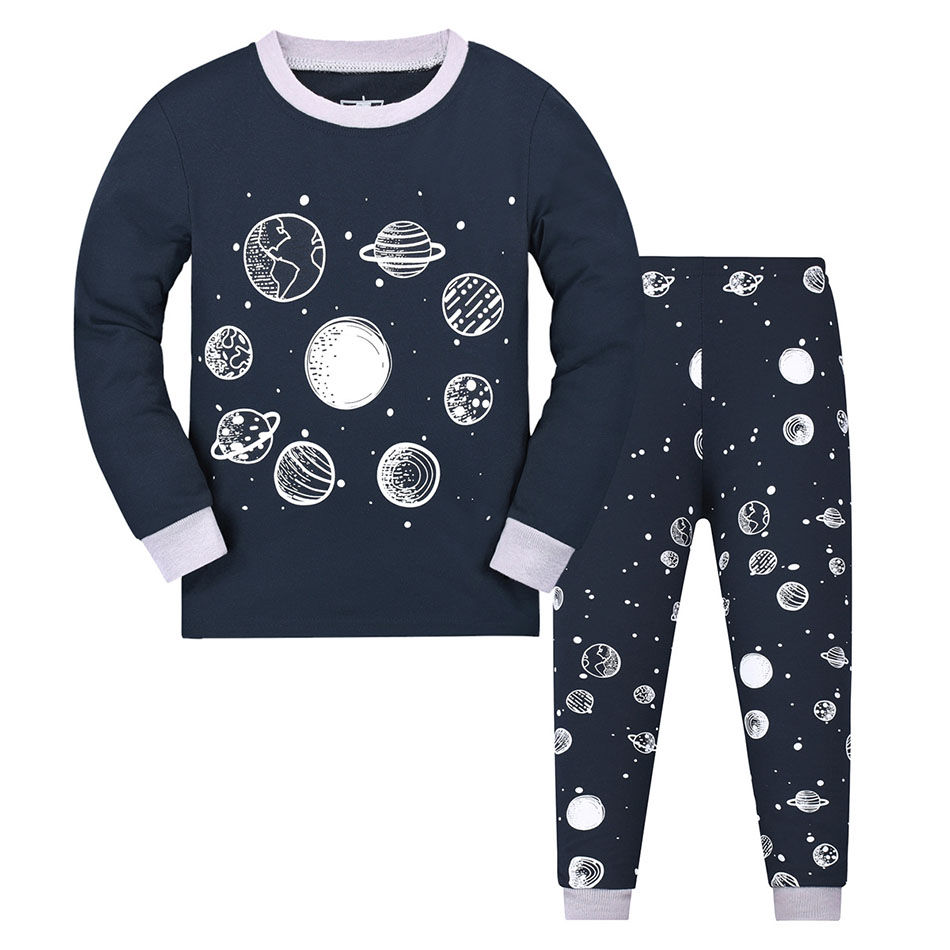 الصورة المصغرة: Eco Friendly Soft Touch Children Pajama Sets Unisex Animal Pattern Print Long Sl