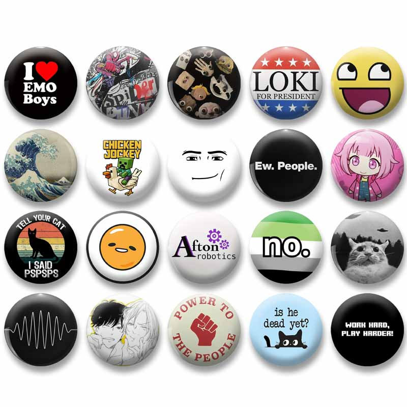 I Love Emo Boys Button Pins Custom Smiley Face Brooch Creative Funny Quotes Badg