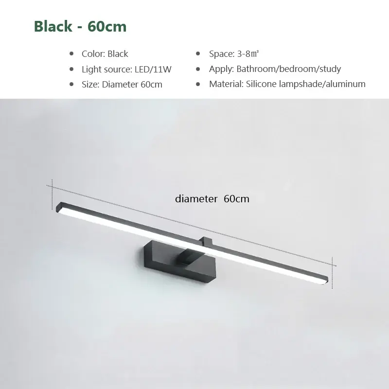 الصورة المصغرة: Modern LED Wall Light Bathroom Hardwares Wall Lamp Three Colors Lights Aluminum 