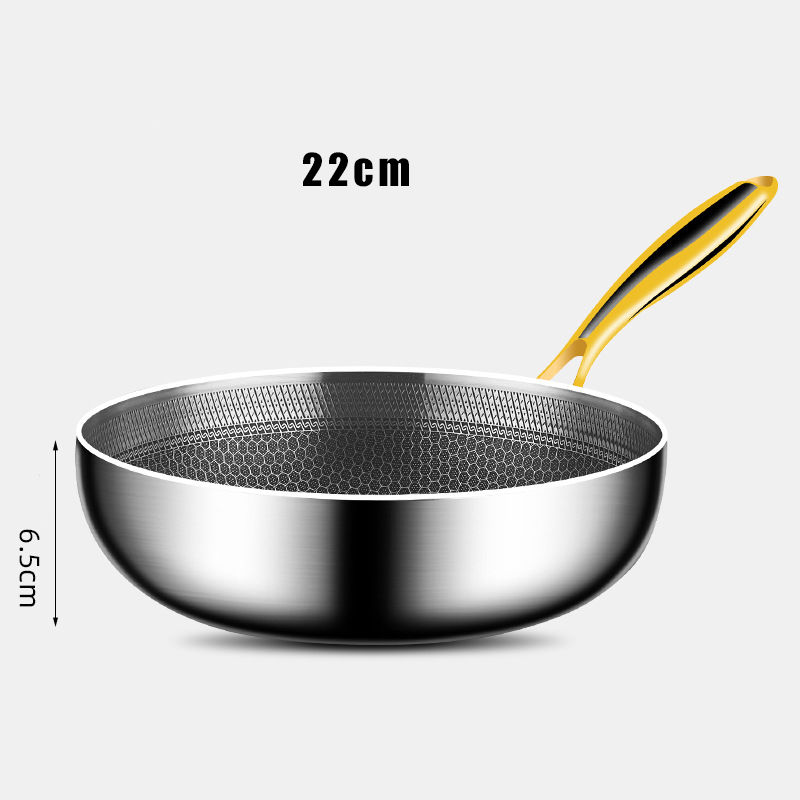 Thumbnail: 316 Stainless Steel Frying Pan Wok Non-stick Cooking Honeycomb Steak Gas Stove P