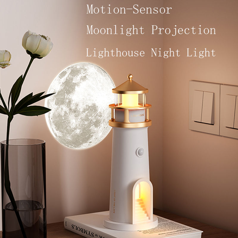 Thumbnail: Moon Lamp Projection Lighthouse Lamps Night Light Remote Control Bluetooth Music