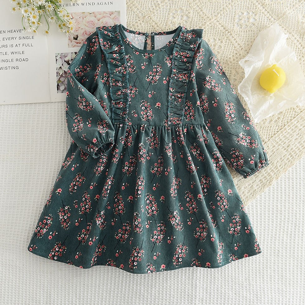 الصورة المصغرة: Bear Leader Autumn Spring New Girls' Dress Fashion Cute Doll Neck Flower Print D