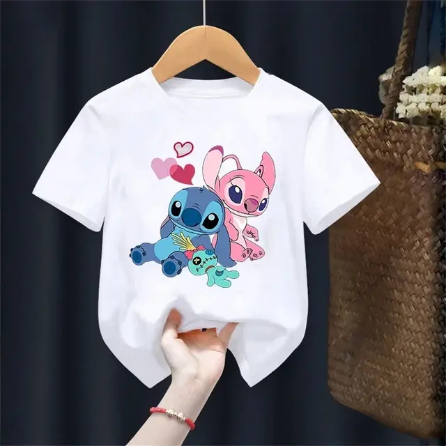 Thumbnail: MINISO Lilo Stitch Children T-Shirt Kawaii T Shirt Anime Cartoons Children Casua