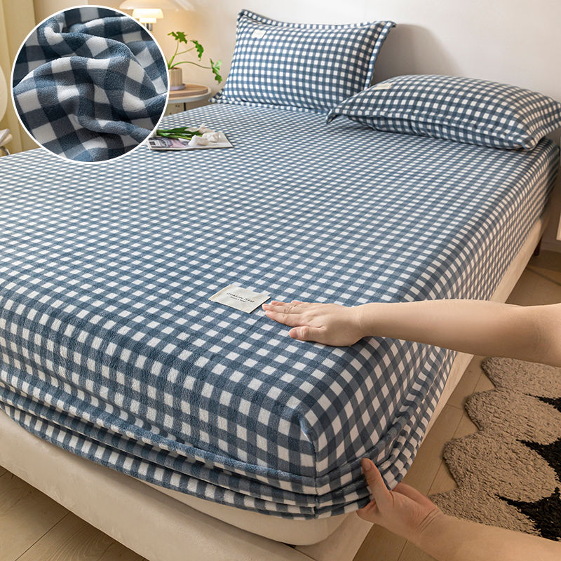 Thumbnail: Velvet Thermal Mattress Cover Plush Sheet Elastic Mattress Cover Fluffy Velvet F