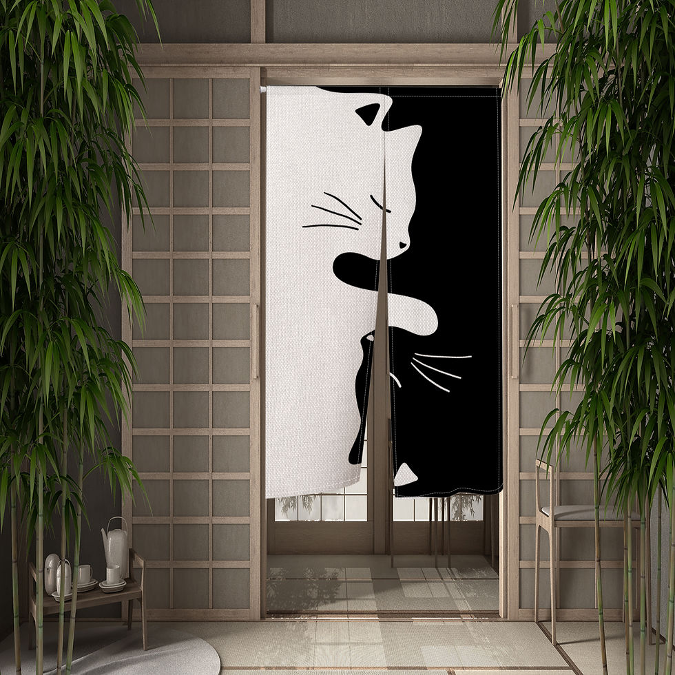 Thumbnail: Cute Cartoon Black Cat Door Curtains Partition Door Curtain Bathroom Kitchen Hom