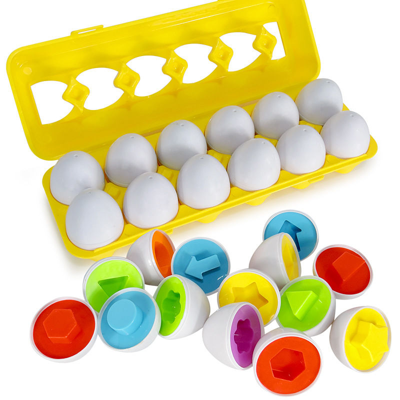 الصورة المصغرة: 6/12PCS Montessori Smart Eggs In Cup Education Early Learning Geometric Shape Ma