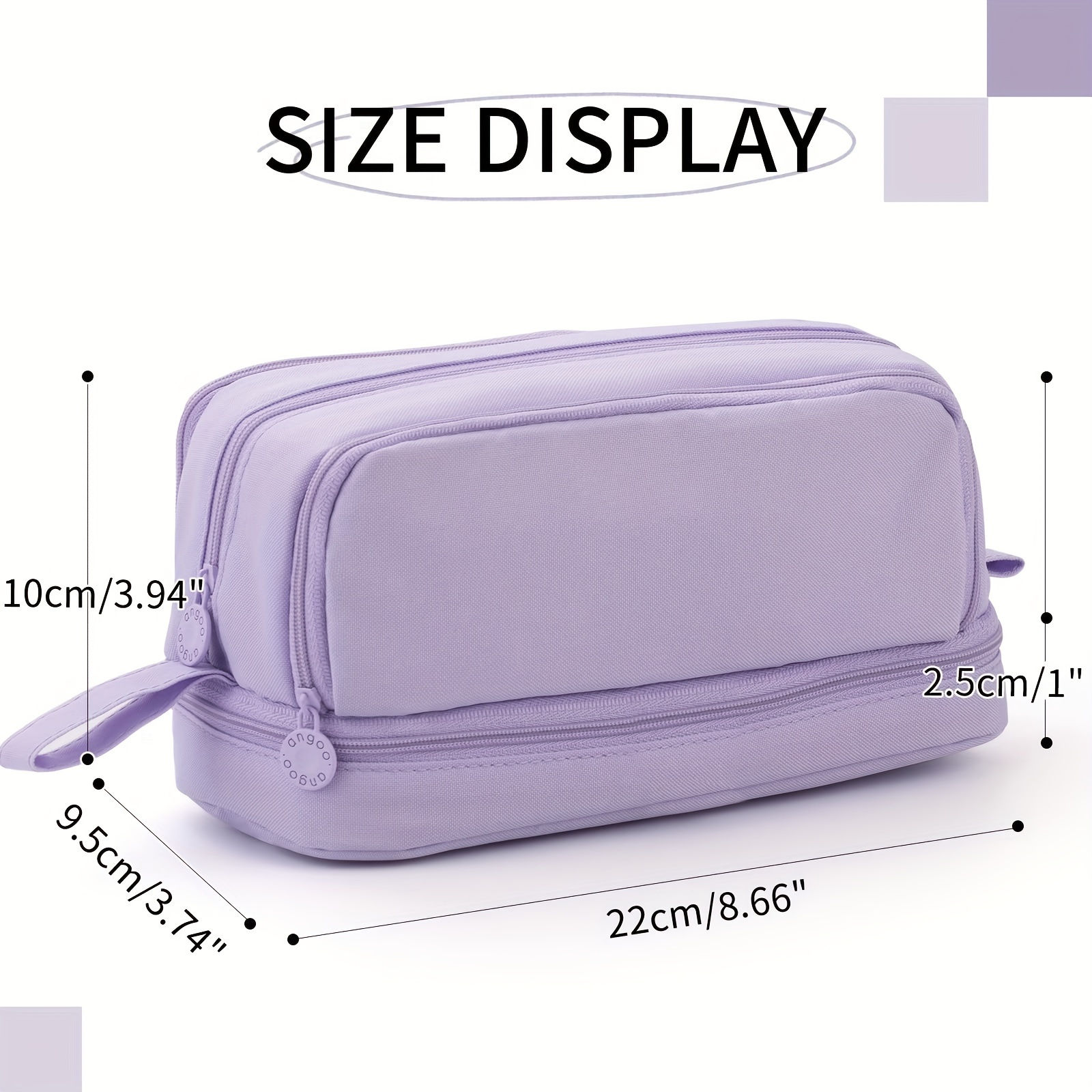 Large-capacity pencil case simple solid color stationery box double-layer multif
