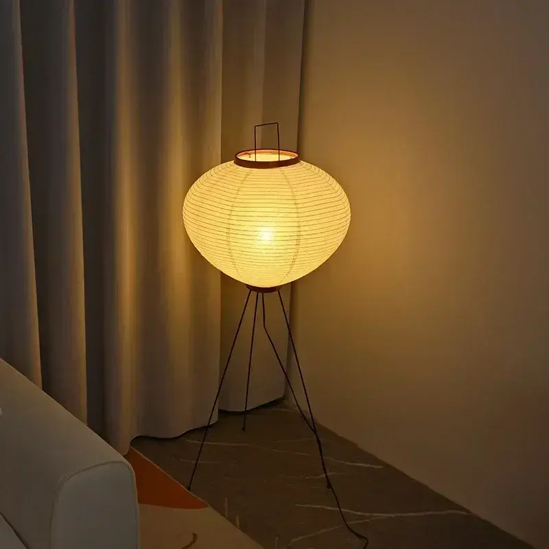 الصورة المصغرة: COCO Paper Light Japanese Wabi Sabi Vintage Standing floor Lamp table light for 