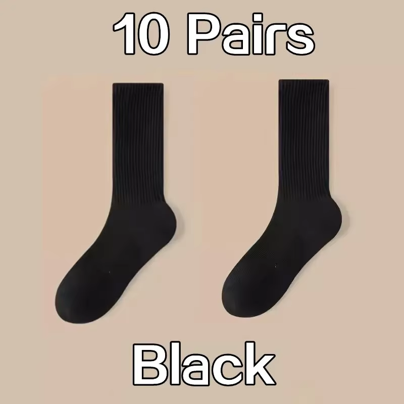 Thumbnail: 5 Pairs Men's Formal Color Block Socks, Comfortable Breathable Soft Quarter Sock