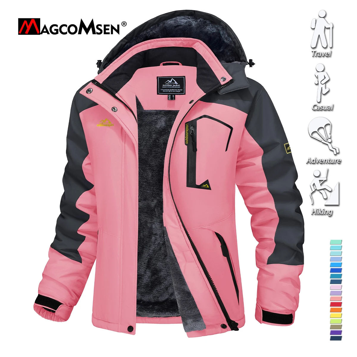 MAGCOMSEN Womens Ski Jacket Winter Warm Fleece Parka Windproof Rain Snowproof Th
