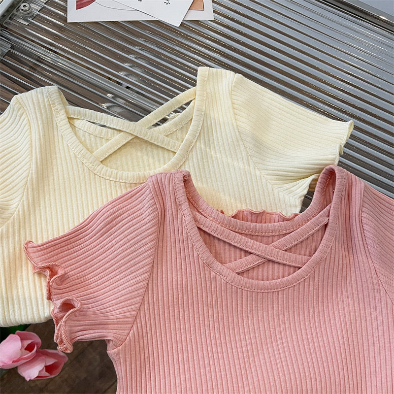 الصورة المصغرة: Kids Short Sleeved Undershirt Girls Cute Candy color T-shirt 2-6T Children Girls