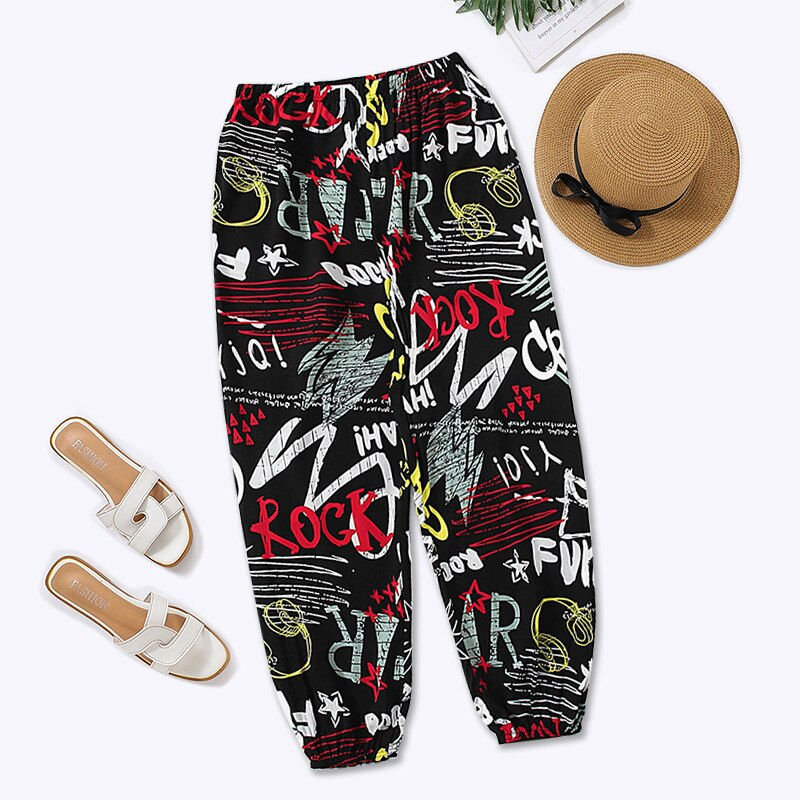 Thumbnail: Women Casual Loose Cozy Pants Elastic Pants Feet Harem Pants Sweatpants Pants Su
