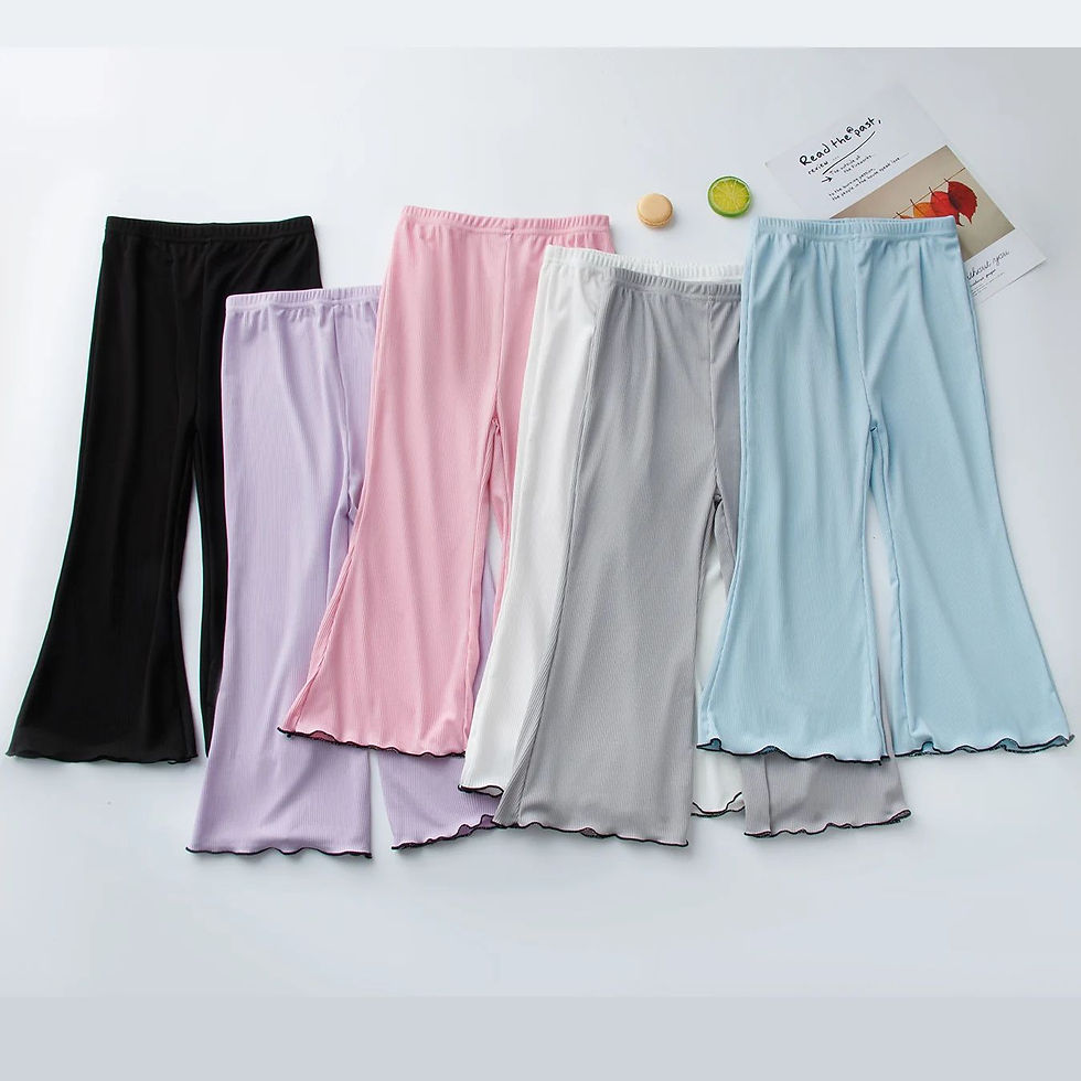 Thumbnail: Children's solid color bell bottoms girls summer color casual fashion pants fema
