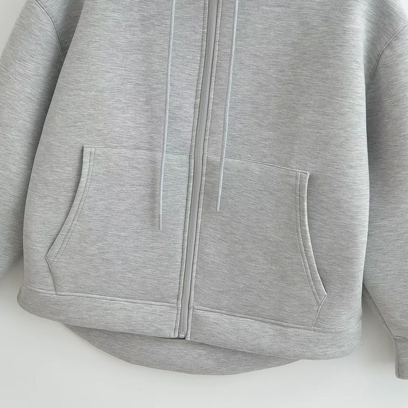 الصورة المصغرة: HXAO Grey Women's Outerwears Bomber Varsity Jacket Coat 2024 Spring Autumn Ladie