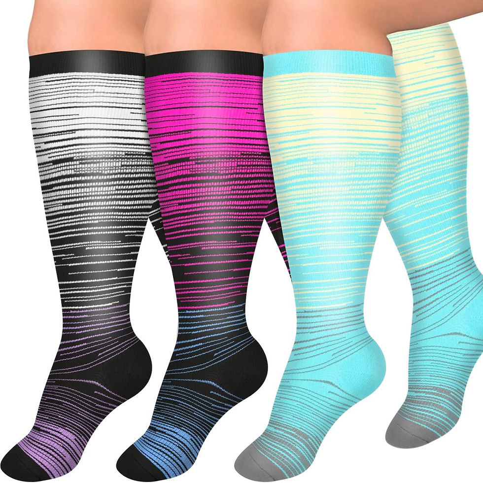 الصورة المصغرة: Plus Size Compression Socks for Women and Men Wide Calf Extra Knee High Support 