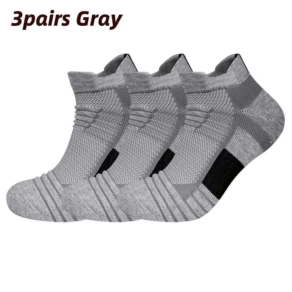 Thumbnail: 3 Pairs Men's Cycling Sport Socks Basketball Running Compression Ankle Sock Blac