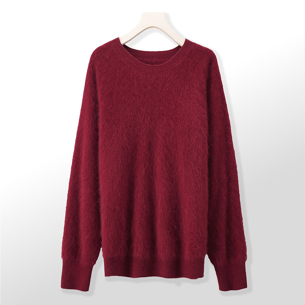 Thumbnail: Women 100% Plush Wool Crew Neck Sweaters O-neck Basic Pullovers Long Fluff Brush