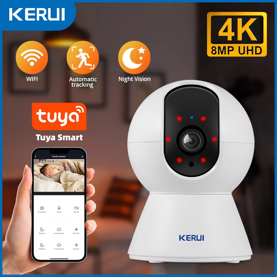 الصورة المصغرة: KERUI 5MP 4K Tuya Smart Mini WiFi IP Camera Indoor Wireless Home Security AI Hum