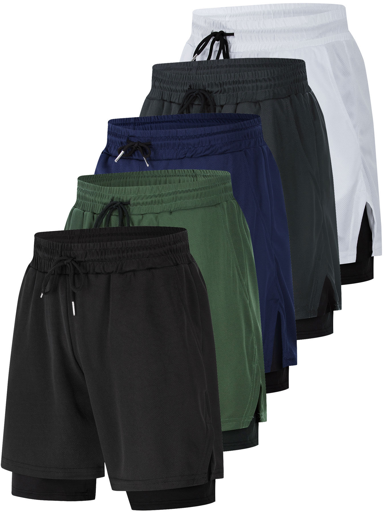 2-in-1 Men's Performance Running Shorts - Moisture-Wicking, Compression Support