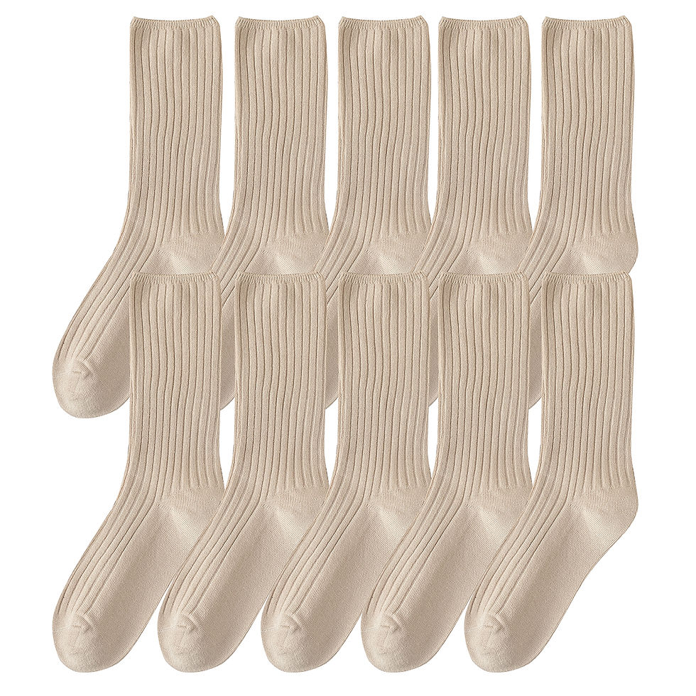 الصورة المصغرة: 10Pairs Retro Women Cotton Loose Socks Autumn Winter Knitting Solid Color Long B