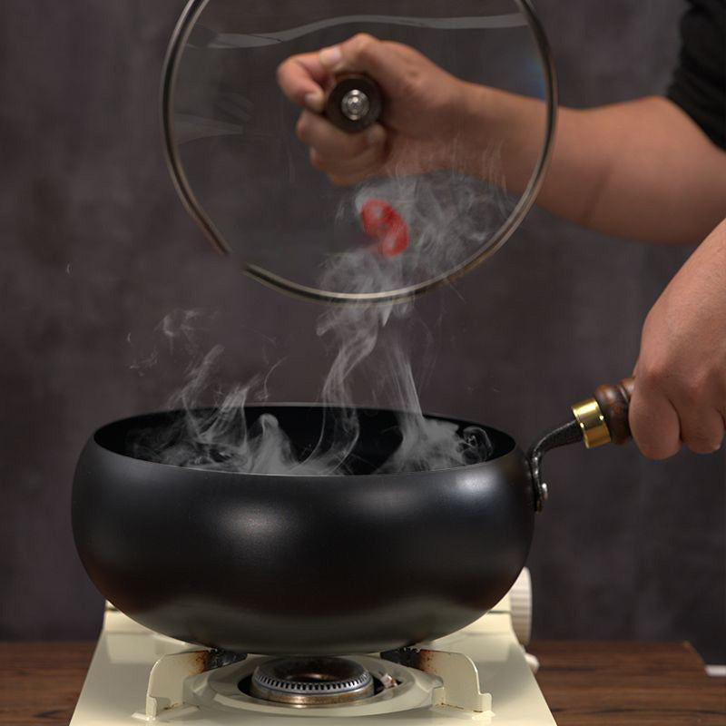 Thumbnail: Uncoated Thick Iron Pot Non Stick wok Casserole kitchen cooking pot cast iron sk