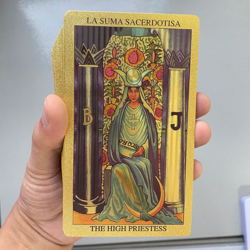 الصورة المصغرة: The Official Classic Popular Waite Board Game New Gold Foil Tarot Cards, Color-p