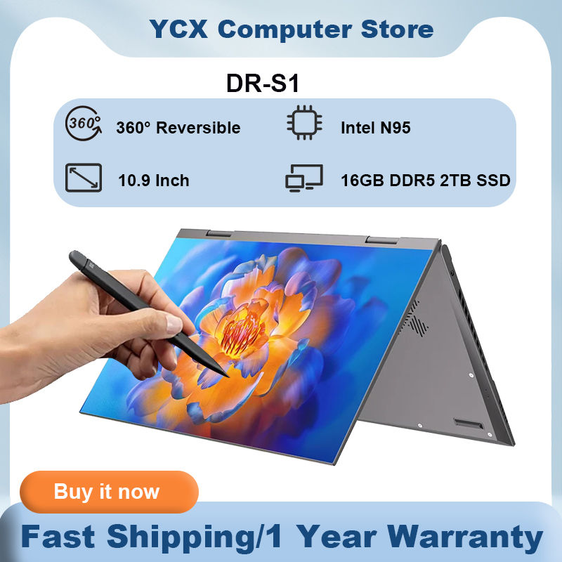 Thumbnail: DR-S1 Laptop Intel N95 10.9'' Touch Screens 360 Flip 4500mah Mini pc 60 Hz 16GB 