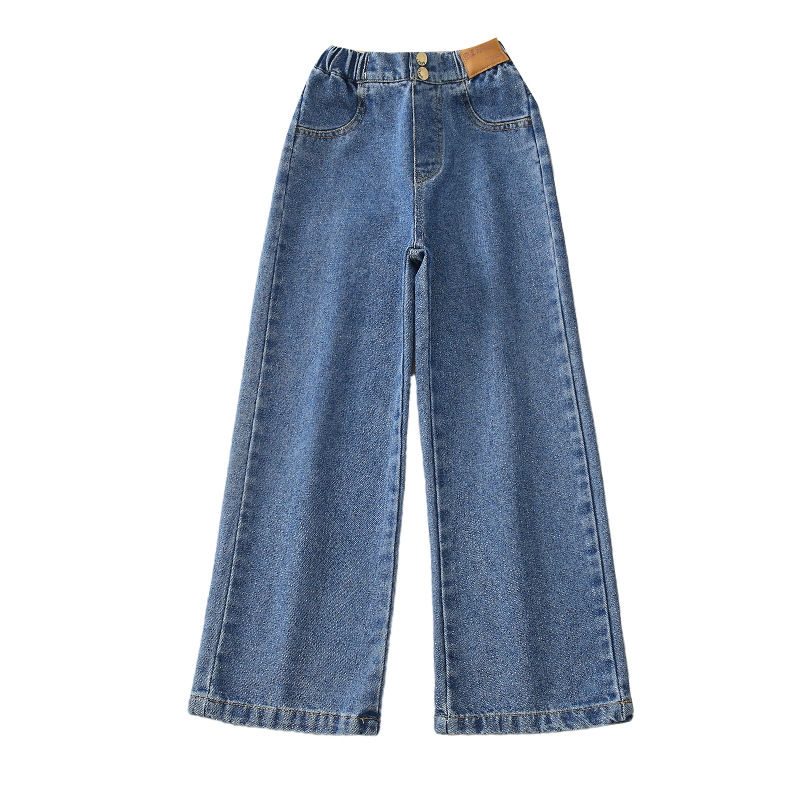 الصورة المصغرة: Girls Jeans Autumn Casual Loose Side Gradient Color Young Children Wide Leg Pant