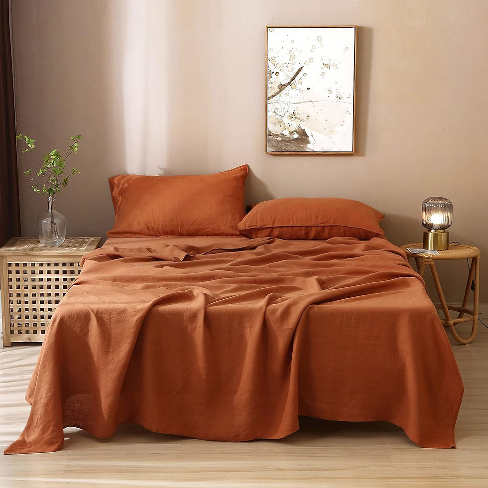 Thumbnail: Linen Sheets Set,100% French Stone Washed Pure Linen Bed Sheets, 3 Pieces (1 Fla