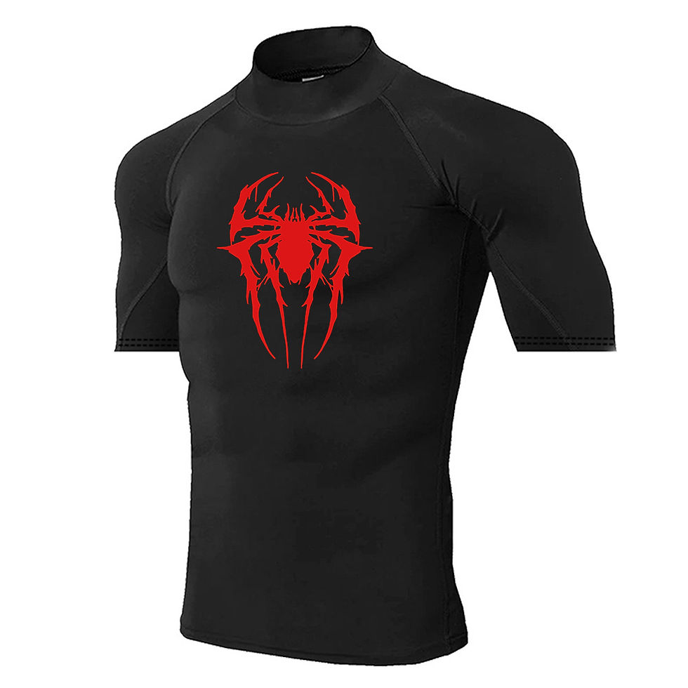 الصورة المصغرة: Men's Spider-printed Compressed Shirt, Fitness Sports, Running T-shirts, Fitness