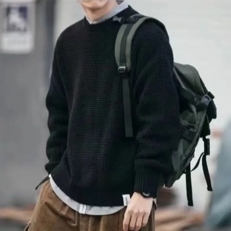الصورة المصغرة: Oversize Knitwear Thick Korean Popular Clothes Knitted Sweaters for Men Autumnr 
