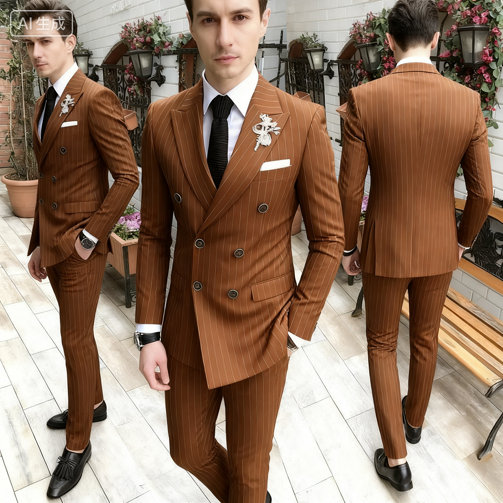 Men's Slim Fit Suit Notch Lapel Single Breasted Wedding Tuxedo Smoking 2-Piece