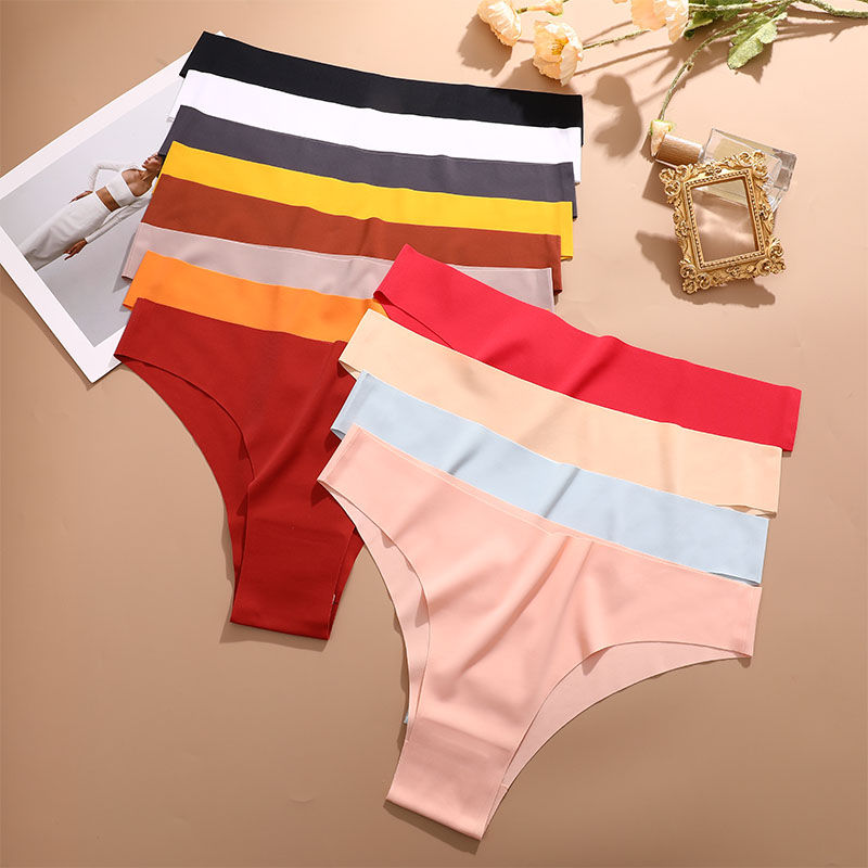 الصورة المصغرة: FINETOO 8Pcs/Set Ice Silk Seamless Underwear Low Waisted Brazilian Pants Breatha