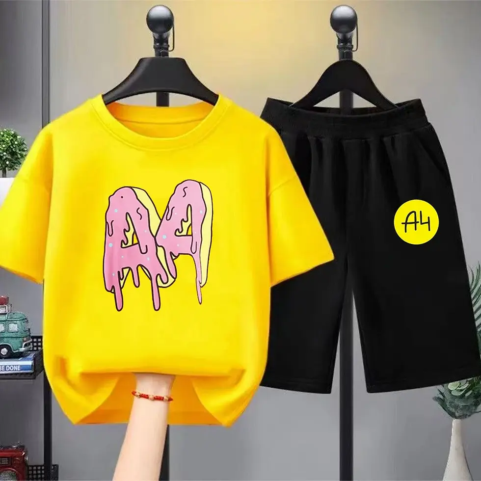 الصورة المصغرة: А4 Donuts T Shirt Kids T-shirt sets Merch A4 Lamba Shirt Girl Boy Short Sleeves
