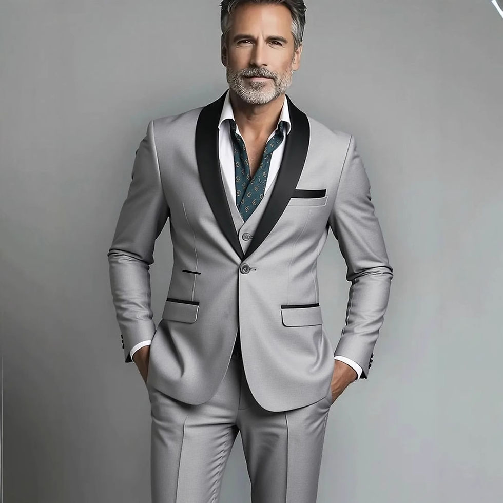 Thumbnail: Black White Men Autumn Wedding Party Three Pieces Set Large Size Male Blazer Coa