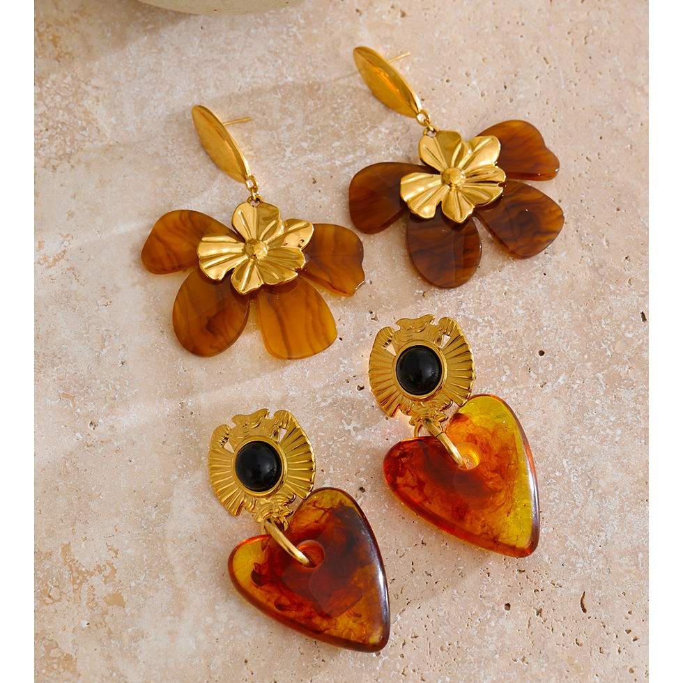 الصورة المصغرة: Yhpup Fashion Amber Resin Acrylic Flower Heart Drop Earrings 2025 Women Stainles