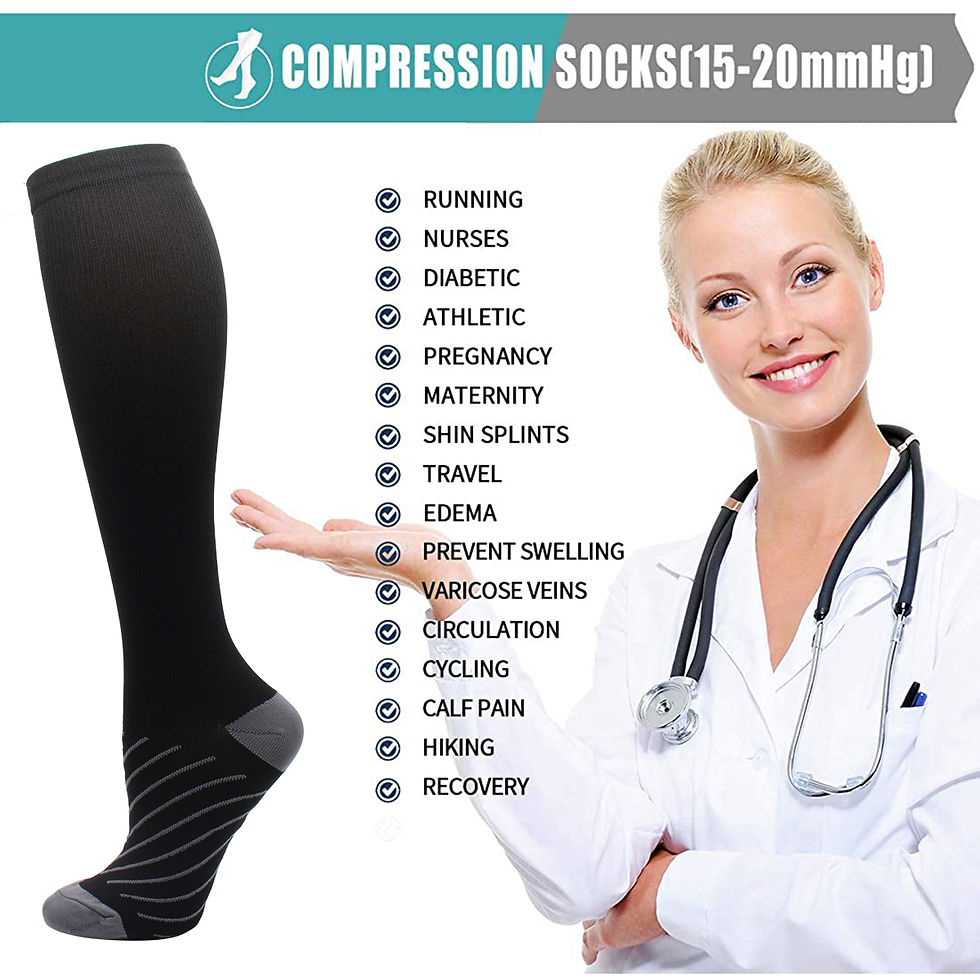 Thumbnail: 6 Pairs Women and Men Copper Black Compression Socks Anti-Fatigue Pain Relief Gr